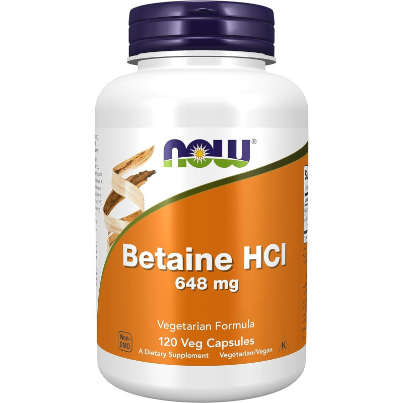 Now Betaine HCL 648 mg 120 kaps.