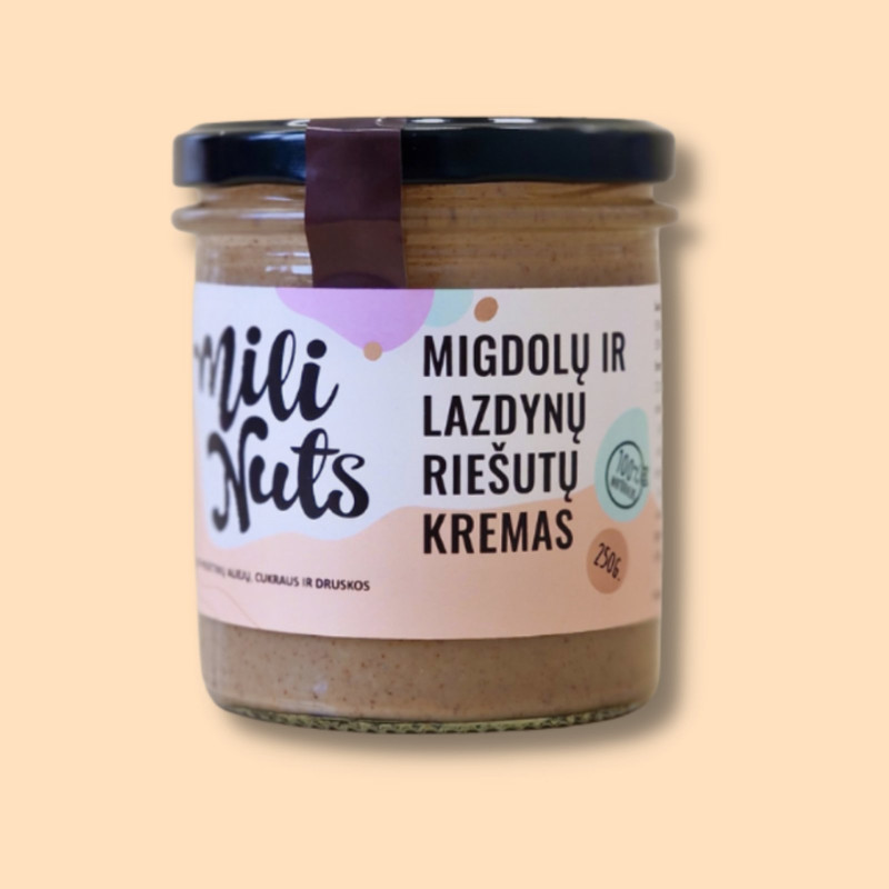 Mili Nuts Traškus migdolų ir lazdynų riešutų kremas