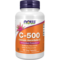 Now Vitamin C-500 Calcium Ascorbate-C 100 kaps.
